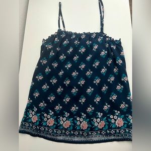 Blue Navy tank top with floral print